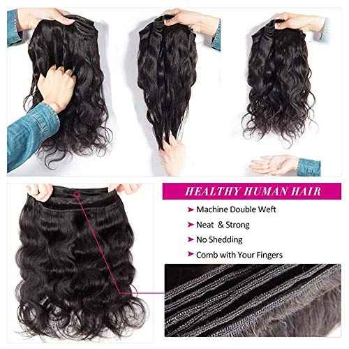 Flady Hair 10A Brazilian Body Wave Virgin Hair 3 Bundles 14 16 18inch Unprocessed Virgin Human Hair Weave Bundles Natural Black Remy Hair