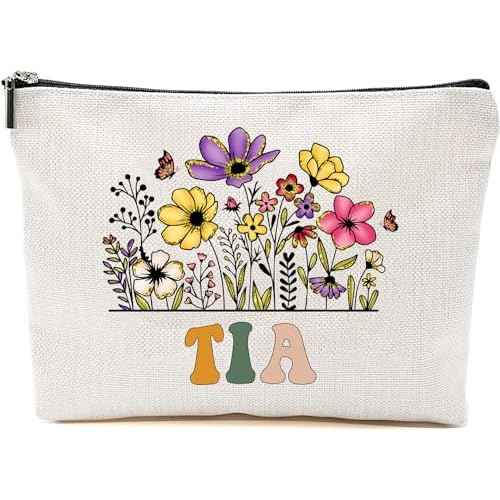 Tia Wildflowers Gifts For Mother's Day Makeup Bags - Tia Flower Gift Bags - Mom Birthday Gifts - Travel Cosmetic Bag For Birthday