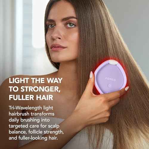 FOREO FLIP Play Advanced LED Light Hairbrush - Multi-Functional 3-in-1 Hair & Scalp Tool with Red, Blue & Green Light Modes ? Designed to Support Scalp and Hair Appearance - I Lilac You!