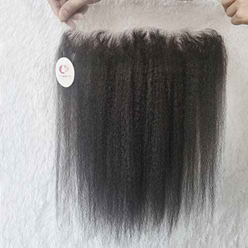 Unprocessed Brazilian Kinky Straight Hair Full Lace Frontals Human Hair 14 Inch 1B Ear To Ear Pre Plucked 13X4 Lace Frontal Closure Piece