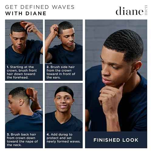 Diane Premium 100% Boar Bristle 2-Sided Club Brush for Men and Barbers, Medium and Firm Bristles for Thick Coarse Hair, Detangling, Smoothing