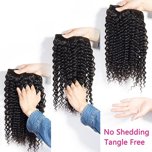 Deep Wave Human Hair Bundles 16 18 20 Inch Brazilian Hair Deep wave 100% Unprocessed Virgin Remy Hair Deep Curly Bundles Human Hair Double Weft Natural Color for Black Women