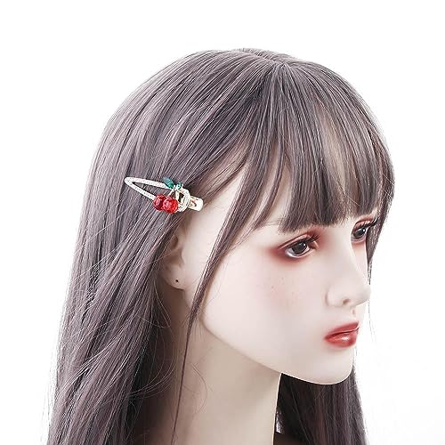 Hair Clips 4PCS Sweet Cherry Duckbill Clips Rhinestone Pearls Cherry Green Leaf Hairpins For Woman Temperament Cute Barrettes Girls Hair Accessories
