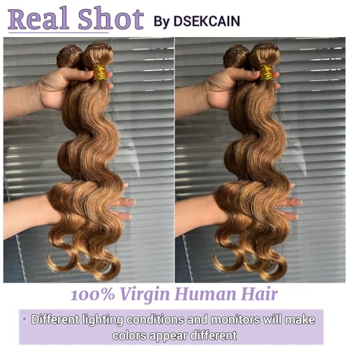 27# Honey Blonde Body Wave Bundles 100% Real Human Hair Bundles10 12 14 Inch For Quick Weave Double Weft Can Be Dyed and Restyled