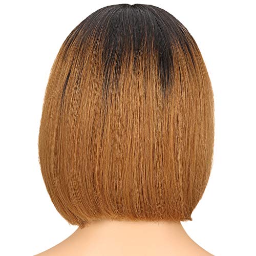 Short Straight Bob Wig 13x4x1 Lace Front Wigs for Black Women Ombre Brown Human Hair 12 Inch 150% Density Brazilian Virgin Bob Wigs Human Hair Pre Plucked with Baby Hair£¨TT1B/30 Color£©
