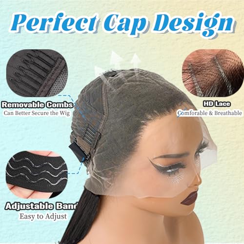 Glueless Bob Wig Human Hair 13x4 HD Transparent Lace Front Wigs Short Bob Wig Glueless Wigs Human Hair Pre Plucked Bleached Knots Straight Lace Front Wigs For Black Women£¨16 Inch£©