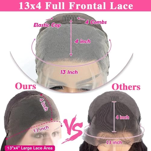 13x4 Lace Front Wigs Human Hair for Women HD Transparent Straight Lace Front Wigs Human Hair Pre Plucked Glueless Lace Frontal Wigs Natural Black Color 24 Inch 180 Density