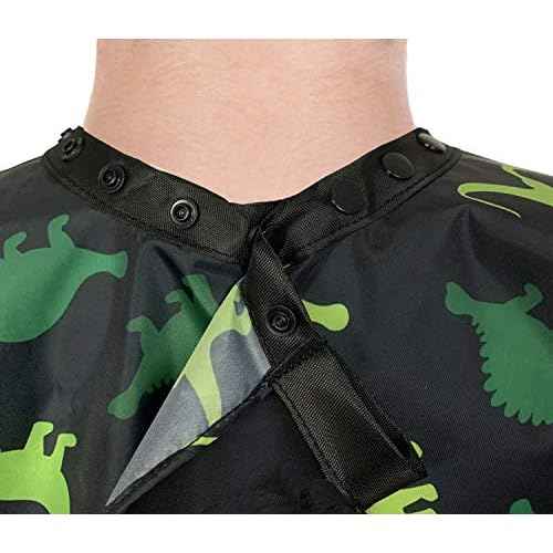Kids Barber Cape For Boys Hair Cutting at Home, Salon or Barber Shop, Kids Hair Cutting Cape for Boys and Toddlers, Adjustable Neck with Plastic Snaps, Dinosaur