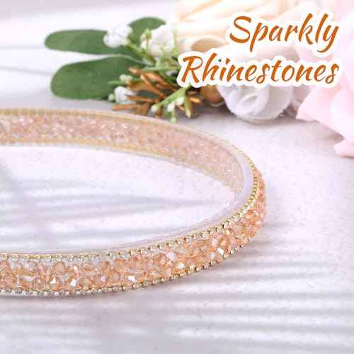 Gold Headbands for Women, Champagne Rhinestone Headband Sparkle Fancy Non Slip for Women Girls