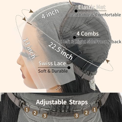 LICHANG 200 Density 13x4 Lace Front Wigs Human Hair 13x4 HD Frontal Human Hair Lace Front Wigs Straight Wigs Human Hair Straight Glueless Human Pre Plucked for Women 22 Inch