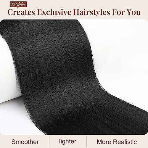 FLUFYMOOZ ponytail extension, 36 Inch Long Straight Drawstring Ponytail Synthetic Hairpieces Fake Pony Tails Natural Soft Clip in Hair Extension ponytail for Women (Jet Black)