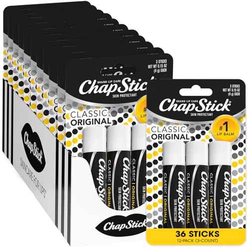 ChapStick Bulk Lip Balm, Classic Original 3-Packs (12 Sets/36 Tubes) ? Moisturizing Lip Care, 0.15 Oz Ea