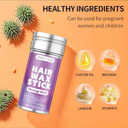 Boar Bristle Slick Back Hair Brush & Hair Wax Stick for Smooth Flyaways, Frizz, Sleek Ponytail, Buns and Edge Baby Hair, Styling Accessories for Girls, Kids and Women