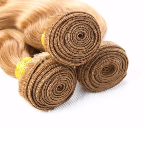 Honey Blonde Color 27 Human Hair Bundles 18 20 22 Inch Body Wave Bundles Human Hair 12A Raw Unprocessed Virgin Quick Weave Hair for Black Women Honey Blonde