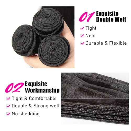 14A Human Hair Bundles 24 Inch Body Wave Bundles 100% Unprocessed Brazilian Virgin Hair 1 Bundle Body Wave Human Hair Extensions Quick Weave