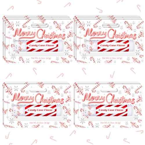 100 Pack Christmas Candy Cane Peppermint Lip Balms Bulk Peppermint Flavor Scented Lip Balms Favors Christmas Party Gifts Stocking Stuffers for Women Men Staffs Employee Coworkers Homeless