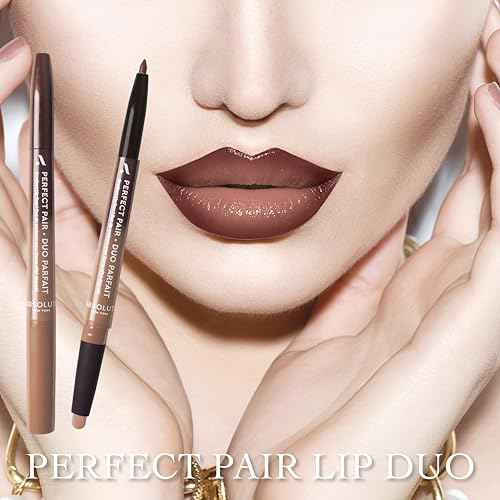 Absolute New York ALD07 Perfect Pair Lip Duo, Fuller and Poutier Lips, Deeper Shade For Lip Contouring, Satin Lipstick and Lip Liner