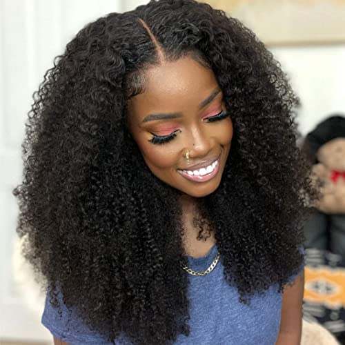 13x6 Kinky Curly Lace Front Wigs for Women Afro Kinky Curly Glueless Human Hair Wigs 180% Density Pre Plucked With Baby Hair HD Transparent 14Inch Kinky Curly Wigs