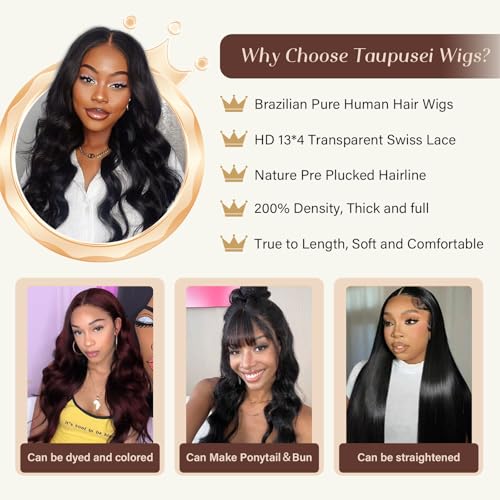 26 Inch Body Wave Lace Front Wigs Human Hair 13x4 Transparent HD Lace Frontal Wigs 200% Density Wigs Human Hair Pre Plucked With Natural Hairline Baby Hair Wigs For Women