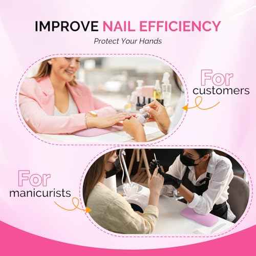 MelodySusie Nail Arm Rest, Portable Manicure Hand Rest, Professional PU Leather Nail Hand Rest Stand for Acrylic Nails, Nail Hand Pillow for Nail Tech Manicurist, Travel Salon Home, Pink