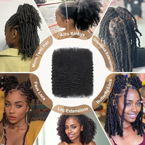 Afro Kinkys Bulk Human Hair for Dreadlock Extensions Repair Locs 50 Gram/Pack Medium Brown 24 inch Mini Twist Braiding Afro Kinky Human Hair for Locs