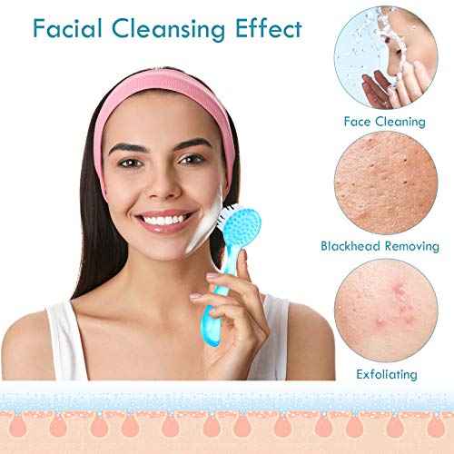3 Pieces Facial Cleansing Brush Acrylic Handle Face Scrubbers Soft Bristle Exfoliator Cleaner Brush Scrub Exfoliating Facial Scrubber for Face Care Makeup Skincare Removal(Pink, Purple, Blue)