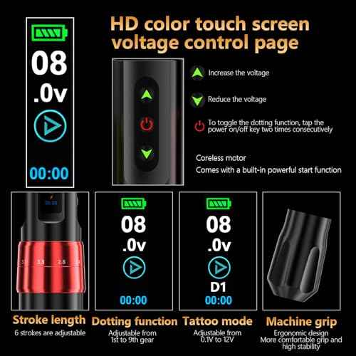 BIGWASP Z3 Wireless Rotary Tattoo Machine Pen, 6 Adjustable Stroke Lengths, 1,800mAh Battery, Coreless Motor for Professional Artists - Green