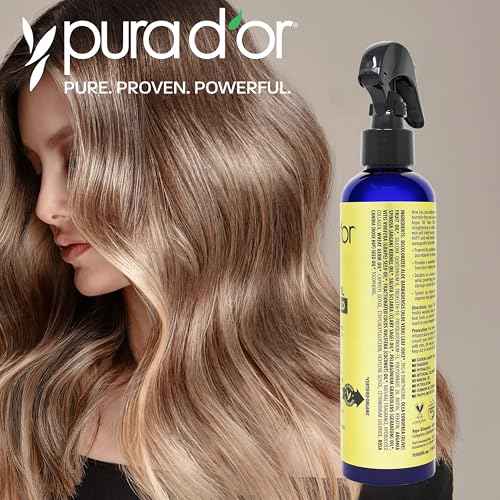 PURA D'OR 8 Oz Argan Oil Heat Shield Protectant Spray with Select Organic Ingredients, Protects Up To 450¨¬ F From Flat Iron & Hot Blow Dry, Leave-In, Define & Shine Dry & Damaged Hair