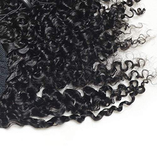 3B 3C Kinky Curly Human Hair Ponytails Extensions Curly Ponytail Hair Piece Wrap Drawstring Puff Ponytail Hairpieces For African American Top Closure Clip Ins 20inch
