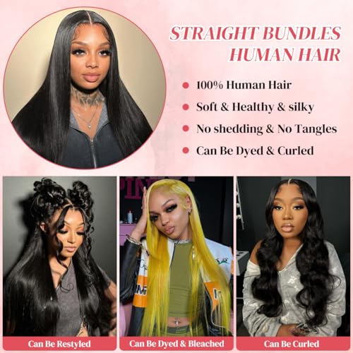 30 Inch One Bundle Human Hair Straight 12A 100% Unprocessed Brazilian Virgin Human Hair Bundles Weave Straight Hair Extension Natural Black