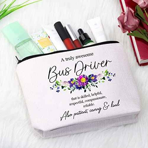 GJTIM Bus Driver Gift Bus Driver Appreciation Gift Zipper Pouch Makeup Bag End of Year Gift for Bus Driver (Truly Bus Driver Bag)