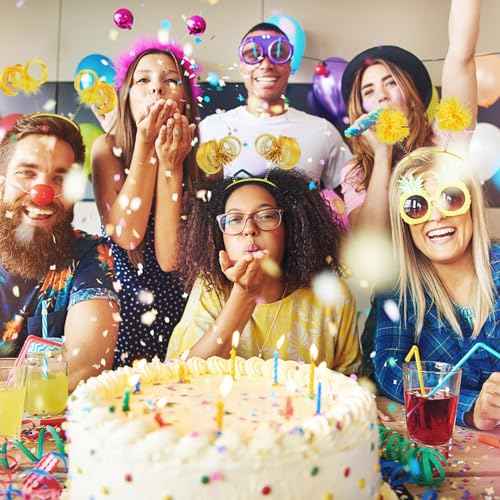 COCIDE 8Pcs Pom Pom Headbands Party Headbands Tinsel Wrapped Ponytails Headbopper Headwear for Birthday Festival