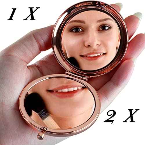 Mom Birthday Gifts from Daughter Son Rose Gold Compact Cute for Purse Travel Folding Hand Mirror Mothers Day Thanksgiving Christmas Day Wedding Gifts Retirement
