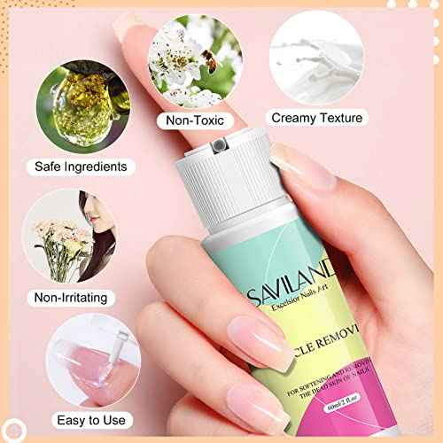 SAVILAND Cuticle Remover Kit Professional Nail Care Manicure Kit - 2.03 OZ Cuticle Remover Liquid Cream with Cuticle Trimmer, Cuticle Nipper and Cuticle Pusher, Christmas Gifts for Women