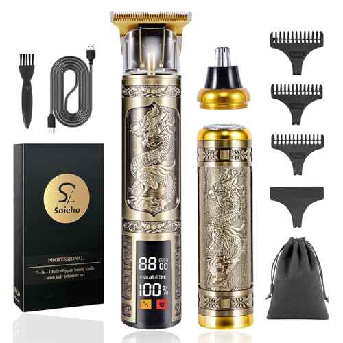 Professional Hair Clippers for Men,T-bar Trimmer and Cordless Electric Shaver, Nose Hair Trimmer, Men's Hair Clipper and Shaver Set, Rechargeable Home Hair Cutting Tools