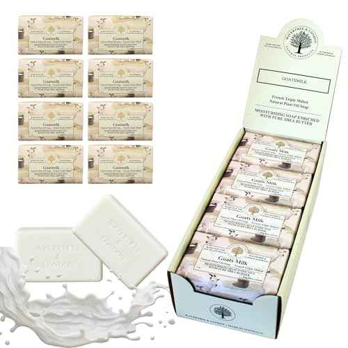 Wavertree & London Goats Milk Scented Natural Soap Bars (Pack of 8), 7oz Moisturizing French Triple Milled Soap Bars enriched with shea butter - Plant Based Bath & Body Bars for All Skin Types