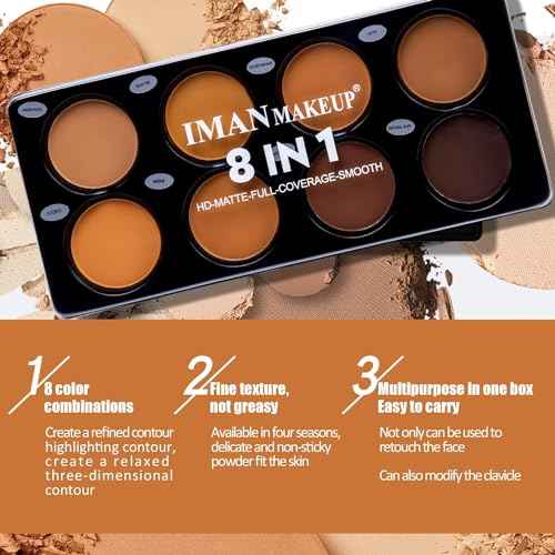 Matte 8 Color Ttimming Makeup Palette, Powder Contour Palette, Cosmetics Contour and Highlighting Powder Foundation Palette, Contour & Bronzer, Light to Medium, Vegan & Cruelty-Free