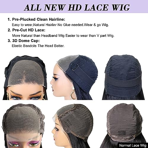 24Inch Wear and Go Glueless Wigs Human Hair Body Wave 6x4 HD Lace Front Human Hair Wigs for Beginneers Headband Wig Human Hair Pre Plucked Lace with Baby Hair 180% Denisty