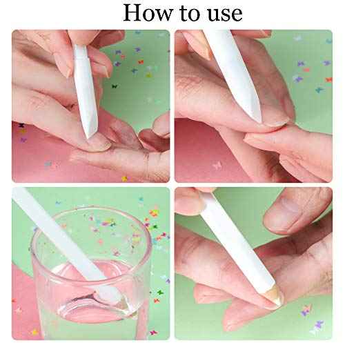 Maitys 10 Pieces White Nail Pencil 2-in-1 Whitening French Manicure Pencil Under Nail with Cuticle Pusher for Manicure Supplies Art DIY Tool
