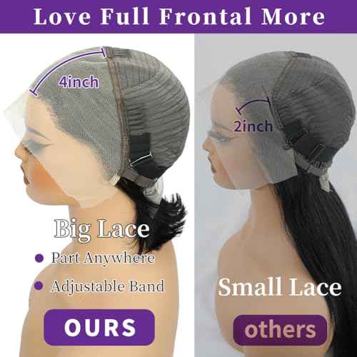 LICHANG Bob Wigs Human Hair 13x4 Lace Front Wigs Human Hair 180% Density Short Straight Frontal Bob Wigs 10 Inch