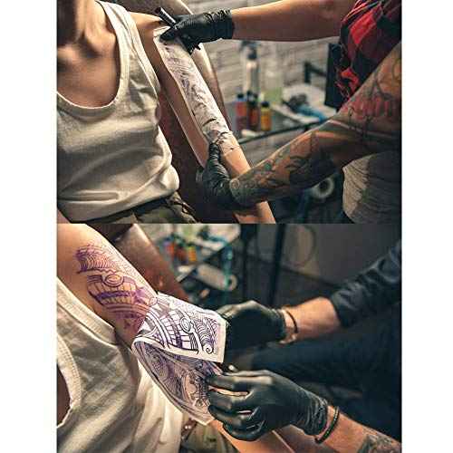 Tattoo Grip Tape and Transfer Paper Kit - 49Pcs Tattoo Tape Stencil Paper Kit Includes 25Pcs Stencils Paper and 24Pcs Black Cohesive Self Adhesive Bandage Wrap¡¦
