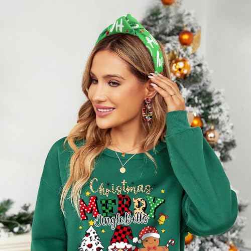 YanJie Christmas Headband for Women Snowflake Xmas Tree Knotted Headbands Wide Hairband Non Slip Hair Band Wide Head Band Headband Hair Accessories
