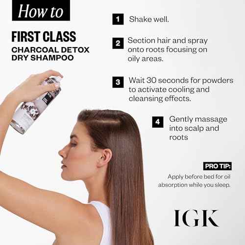 IGK FIRST CLASS ?Charcoal Detox Dry Shampoo for Oily Hair | Balances Oil + Soothes Scalp + Volumizes | Vegan + Cruelty Free