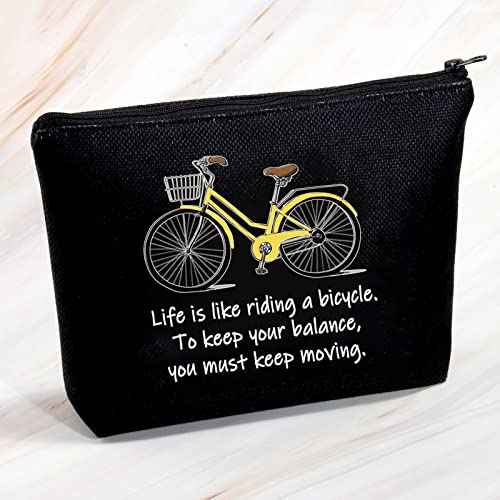 MBMSO Bicycle Gift Cosmetic Bag Bicycle Makeup Bag Life is Like Riding a Bicycle Zipper Bag Cyclist Gift Cycling Toiletry Bag