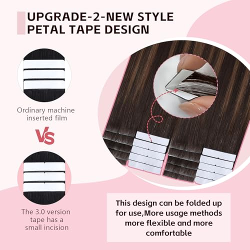 3rd-Generation Pro3.0 Invisible Tape in Hair Extensions Human Hair #2/6/18 Dark Brown to Dirty Blonde 20pcs 40g 18inch Insert Hand-Tied Remy Invisi Edge Tape ins Extensions£¨#2/6/18-18inch£©