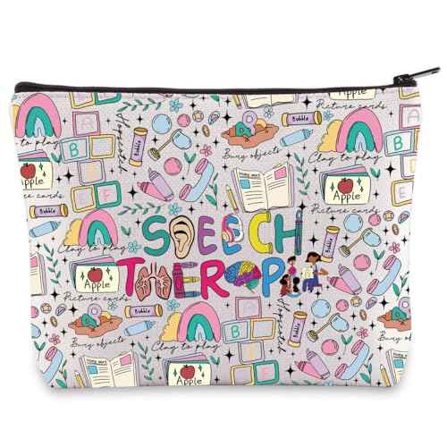 BWWKTOP Speech Therapy Cosmetic Makeup Bag Speech Language PathologistInspired Gifts Speech Therapists Zipper Pouch Bag Speech Pathology Merch (Speech Therapy)