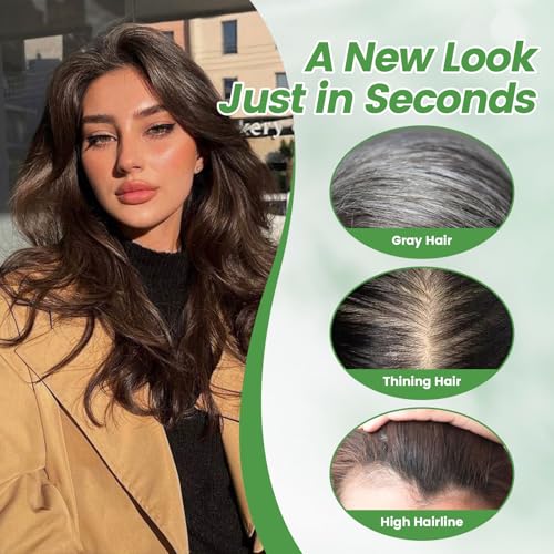 Hair Toppers for Women Upgrade Swiss Lace Base Hair Topper 10inch Hairpieces for Women with Hairloss (Ombre Medium Brown with Blond Highlight)