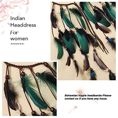 CAKURE Boho Feather Headband Gypsy Headpiece Indian Headdress Hippie Hair Accessories for Women and Girls (Type C)