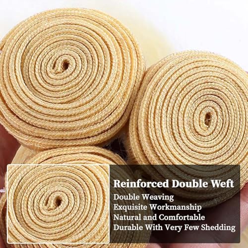 Human Hair Bundles 24 26 28 Inch Blonde Straight Weave Sew In Bundles Human Hair Double Weft Unprocessed Virgin Remy Hair Extension for Black Women £¨Color 613£©