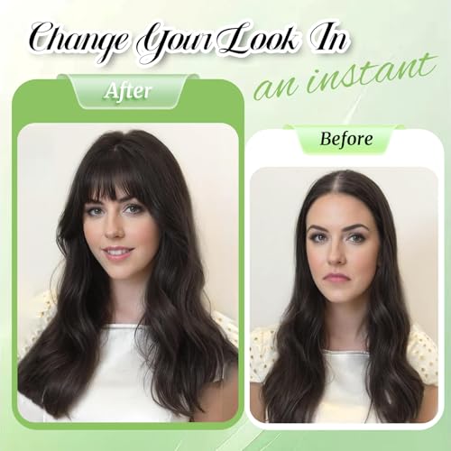 Hair Toppers for Women Real Human Hair Toppers with Bangs Hairpieces for Women with Thinning Hair 360¡Æ Cover Pieces 3 * 4.5 Swiss Base Hairpieces 10Inch (Medium Brown)
